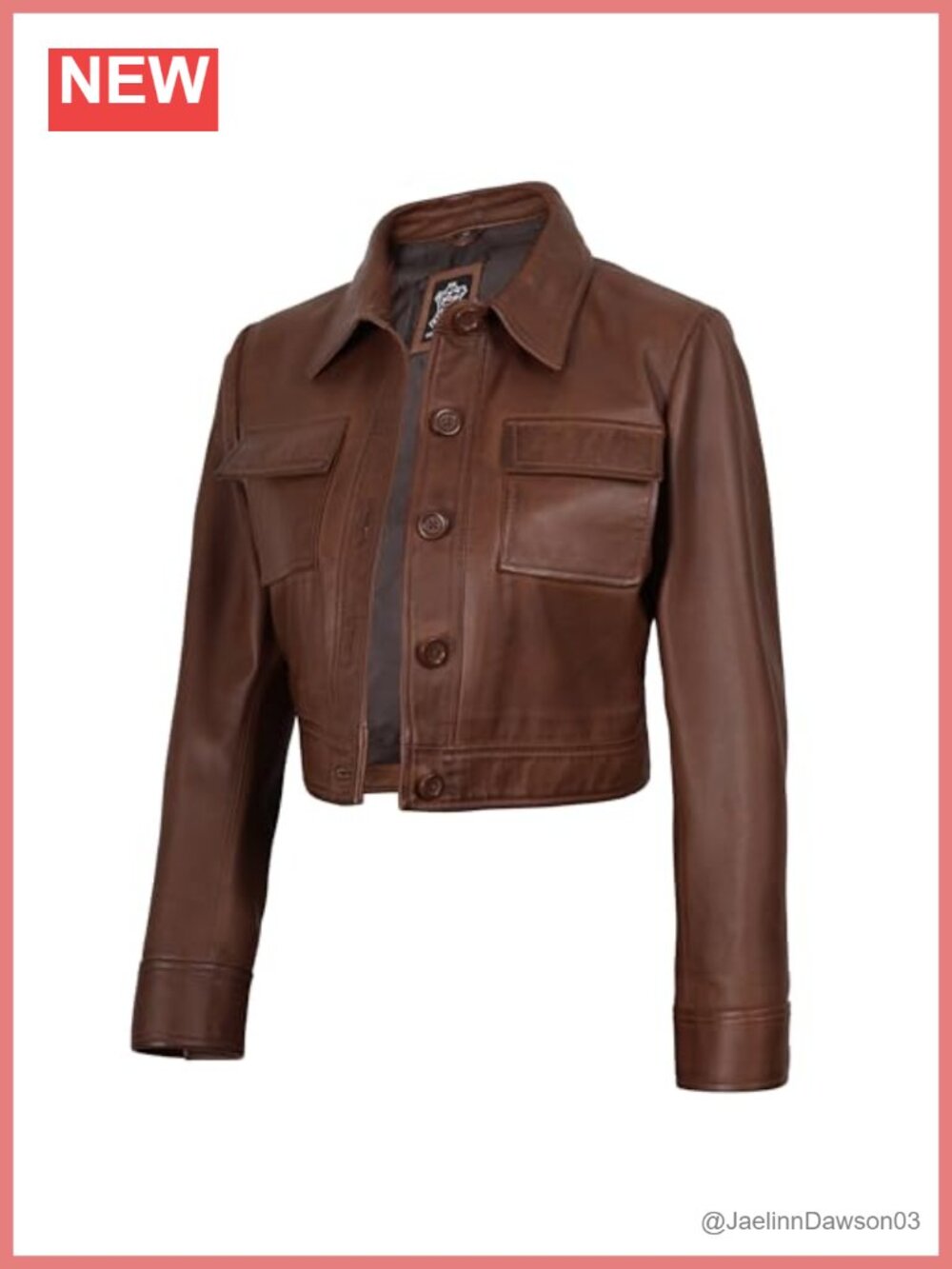Real Lambskin Cropped Women's Leather Jacket Trucker Style Shirt Collar